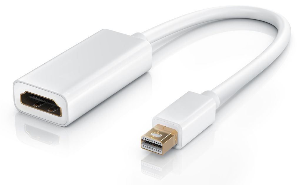 CSL Mini DisplayPort zu HDMI Adapter, Full HD MiniDP zu HDMI Buchse Konverter / Adapterkabel - 0,15m