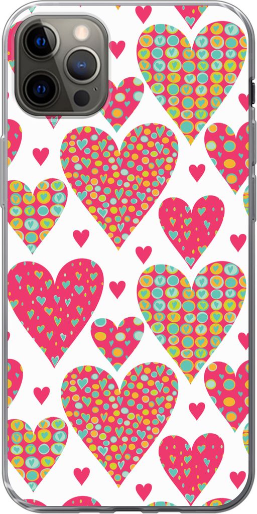 MuchoWow Handyhülle Schutzhülle Hülle für Telefoonhoesje iPhone 13 Pro Max Mädchen - Herz - Liebe - Muster - Mädchen - Kinder - Kinder - Ki...