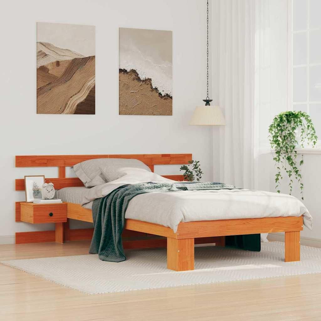 Möbel Bettgestell Wachsbraun 90 x 190 cm Massivholz Kiefer - Klassische Betten 872718