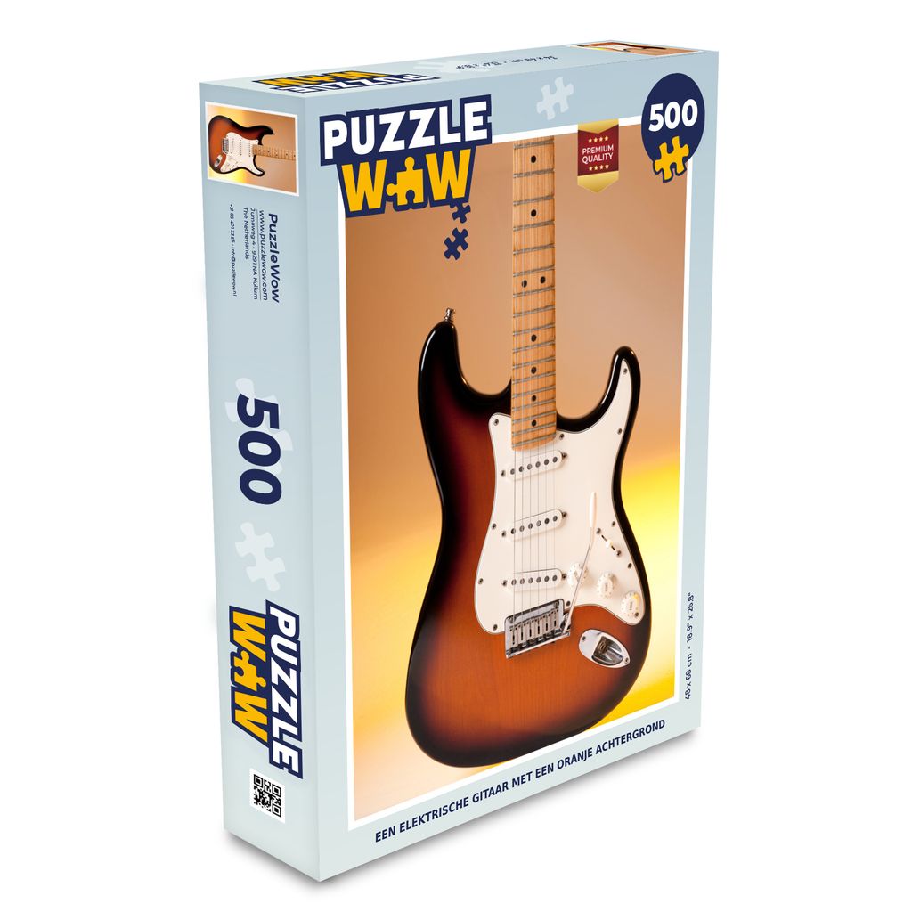 MuchoWow Puzzle 500 Teile Eine E-Gitarre mit orangefarbenem Hintergrund - Denken - Spiel - Toy