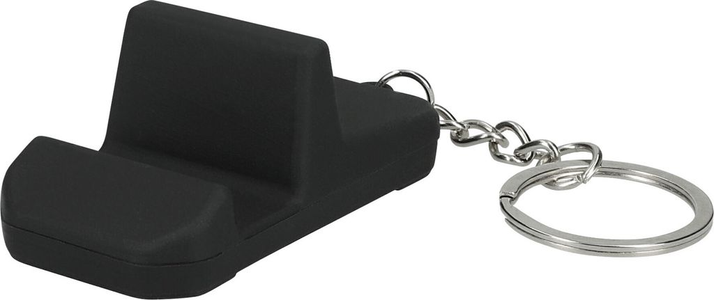 kwmobile Handyhalterung mit Schlüsselanhänger für Smartphones Ständer - Silikon Handyhalter als Schlüssel Anhänger - Schwarz