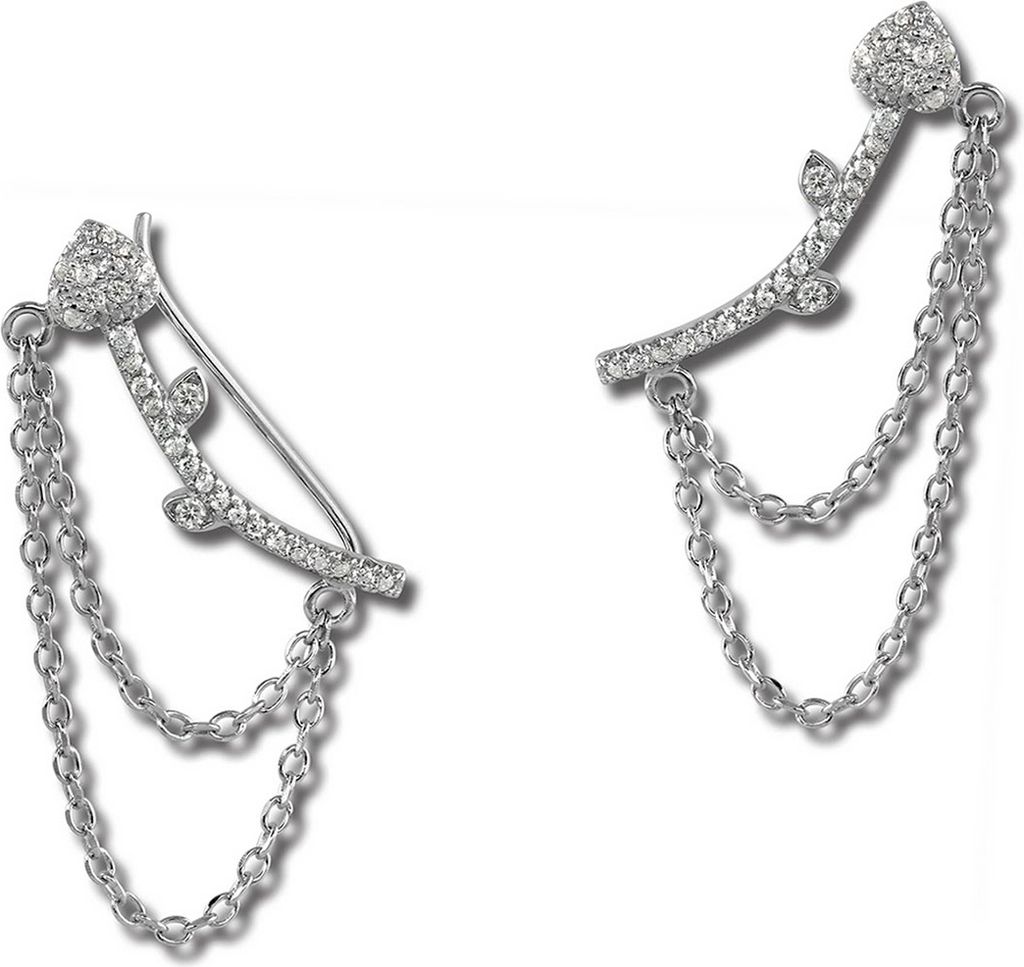 SilberDream Ear Cuff Herz Kettchen Zirkonia weiß Ohrklemmen 925 Silber D2GSO454W