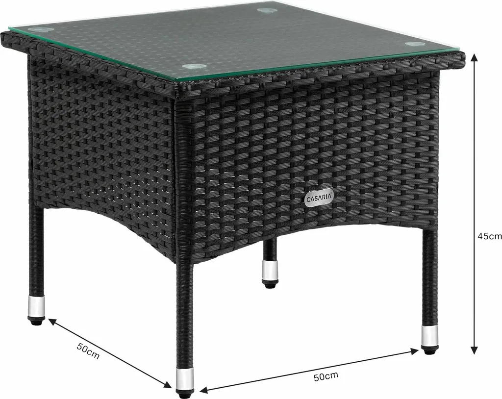 Table en résine tressée noire anti-UV 50 cm pour usage extérieur durable - 3