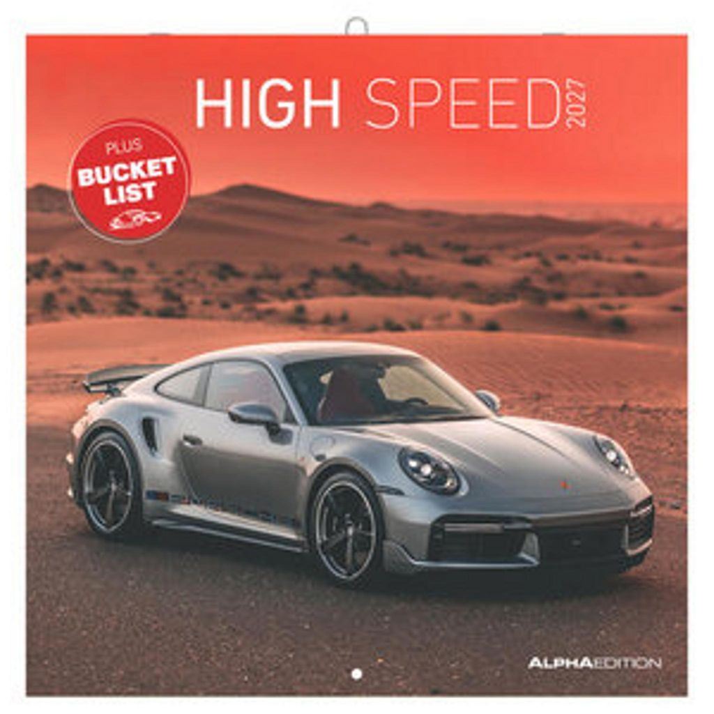 High Speed 2027: Wandkalender 30x30 cm (aufgeklappt 30x60 cm) mit Notizkalendarium, 12 Luxusauto-Motiven und Bucket-List