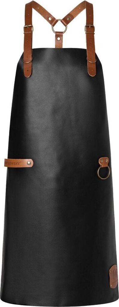 Karlowsky Leder Latzschürze X-STYLE mit Kreuzträgern 60 x 82 cm unisex 100% Echtleder Rindsleder Handgearbeitet Schwarz/Cognac