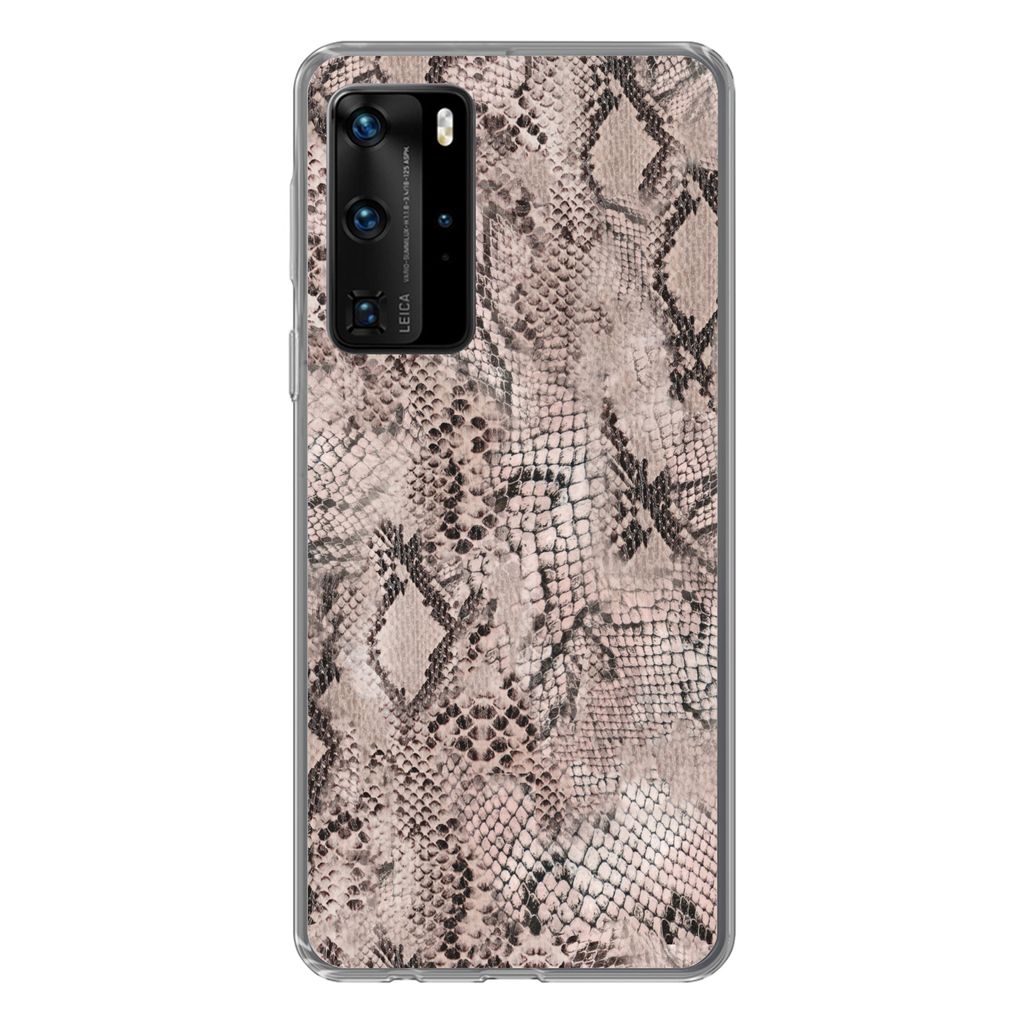 MuchoWow Handyhülle Schutzhülle Hülle für Huawei P40 Pro Tiermuster - Grau - Schwarz Silikon Softcase Handy Hülle - Schutz