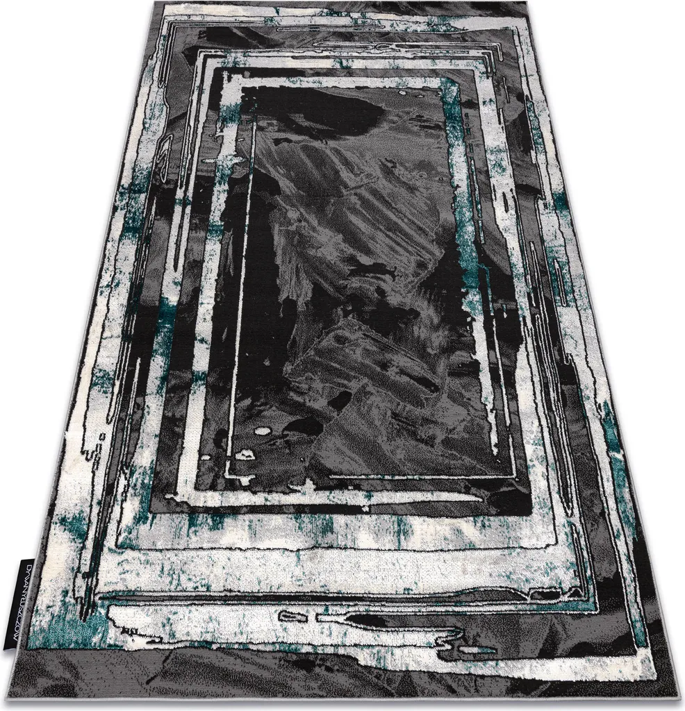 Tapis Moderne DE LUXE 619 Frame Gris et Vert 200x290 cm Haute Qualité