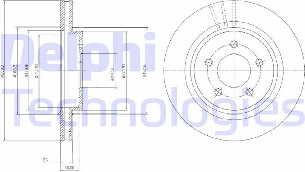 2x DELPHI Bremsscheibe BG4240C für VOLVO V70 III (135) V60 (155 157) 40 8mm