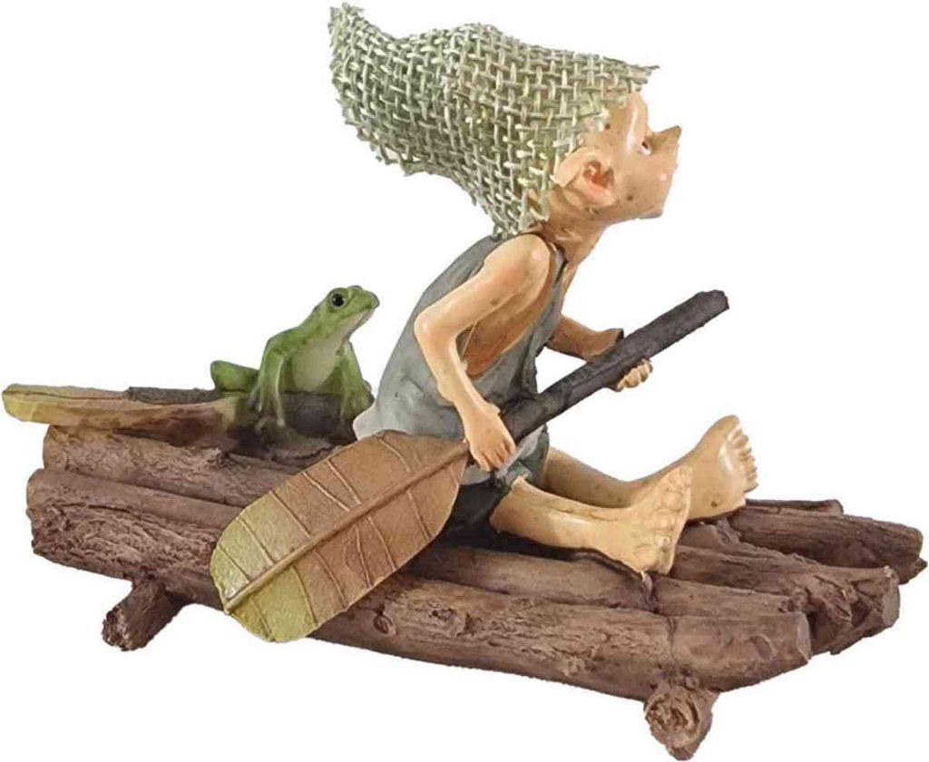 Pixie auf Floß mit Frosch "Flußabwärts"