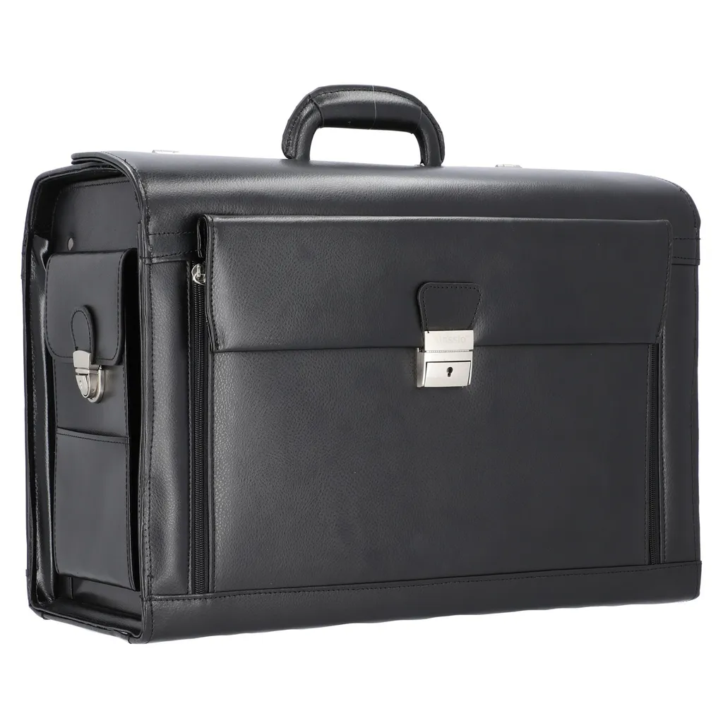 Mallette pilote en cuir véritable Alassio Verona avec serrures à code - 6