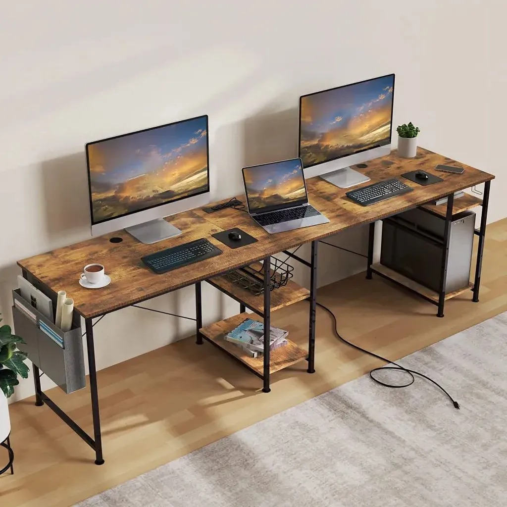 Table de jeu d'angle Ergonomique 140 cm avec Étagère de Rangement - 6