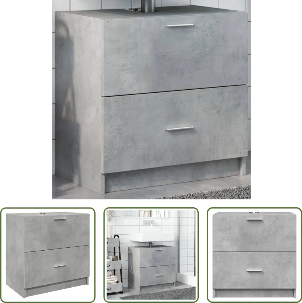 Mobiletto Sottolavabo Salvaspazio Grigio Cemento 59x37x59 cm