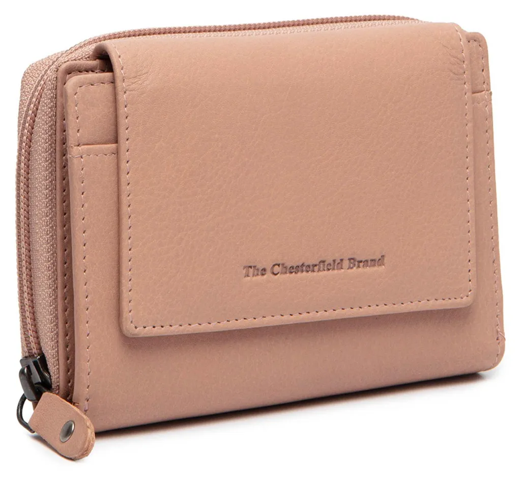 Petit portefeuille femme Orveta en cuir rose cuir véritable et souple