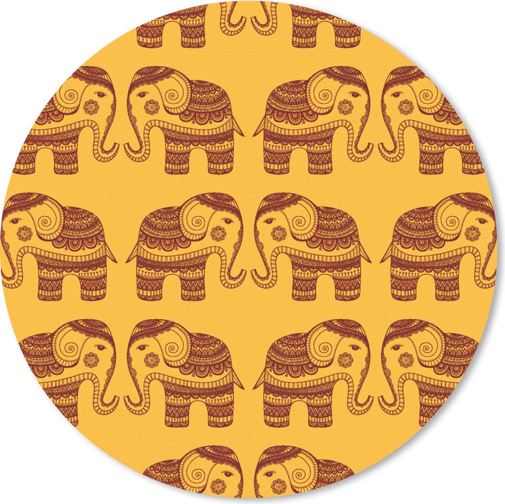 MuchoWow Mauspad Mousepad Muster - Elefant - Indien 20x20 cm - Mousepads - Maus Mat - Pad - Mausunterlage - Schreibtischmatte