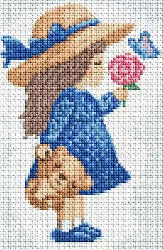 Diamant Mosaik - Kleines Mädchen 20x30cm