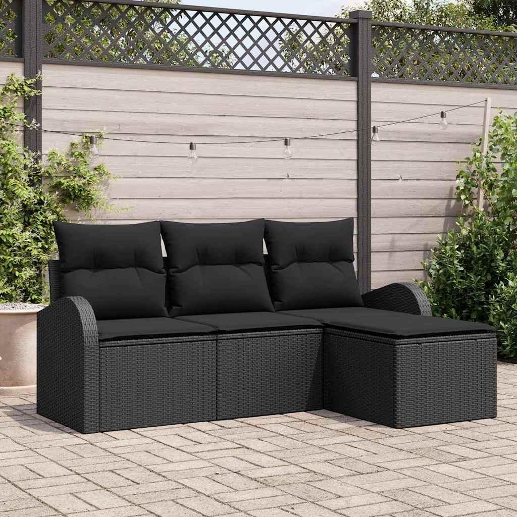 Maison Exclusive - Gartensofa-set Schwarz Poly-Rattan