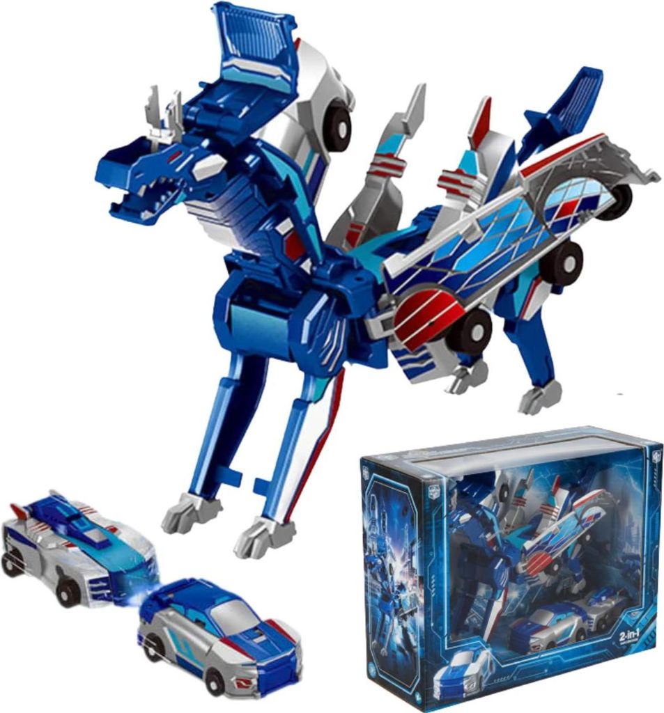 Transformierendes Magnet Auto Dinosaurier Blau dynamische Verwandlung fantasievolle Unterhaltung