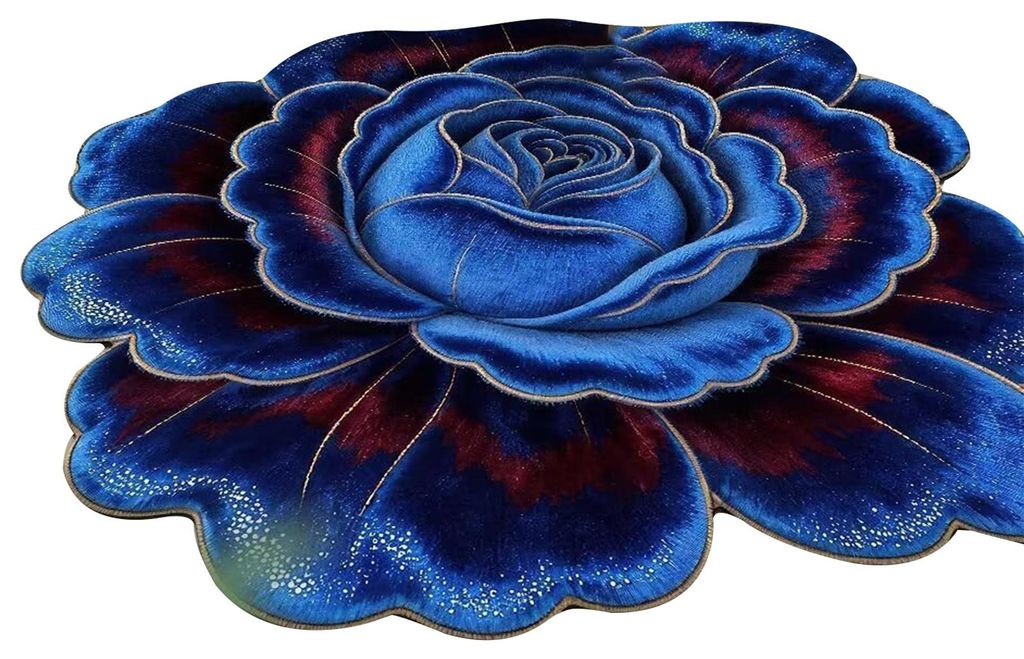 Florale Plüsch-Fußmatte mit 3D-Blumen-Optik, rutschfest, wasserabsorbierend, für Badezimmer, Schlafzimmer, Eingangsbereich und Waschtischbereich.