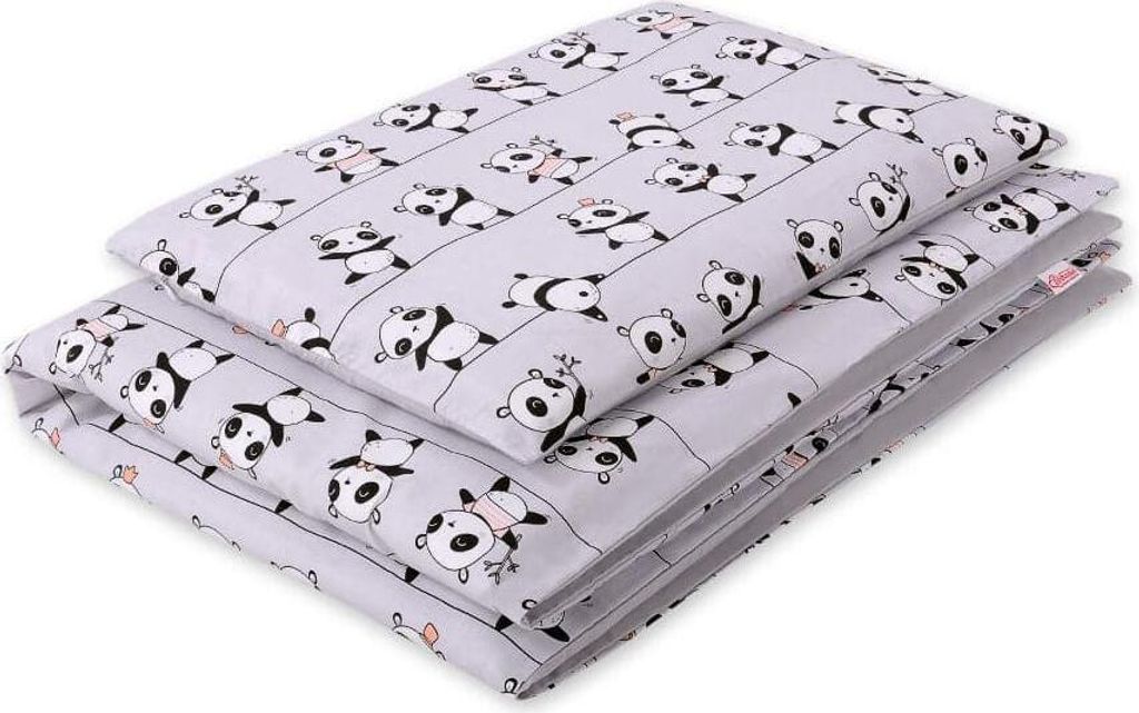 Baby-Bettwäsche-Set – Bettbezug – weiche Baumwolle, hautfreundlich, 2-teilig, grauer Panda