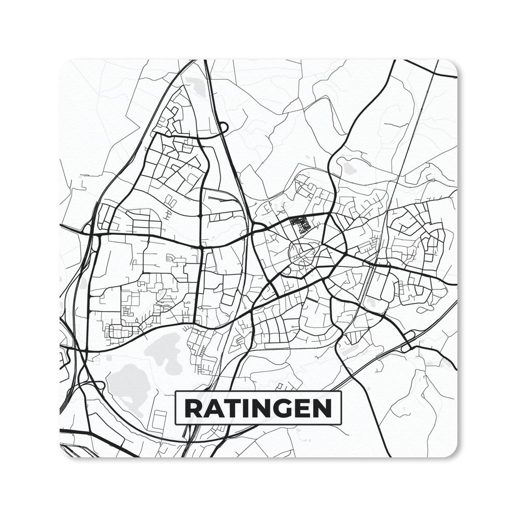 MuchoWow Mauspad Mousepad Karte - Ratingen - Karte - Stadtplan 20x20 cm - Mousepads - Maus Mat - Pad - Mausunterlage - Desk Mat - Bureauartikeln