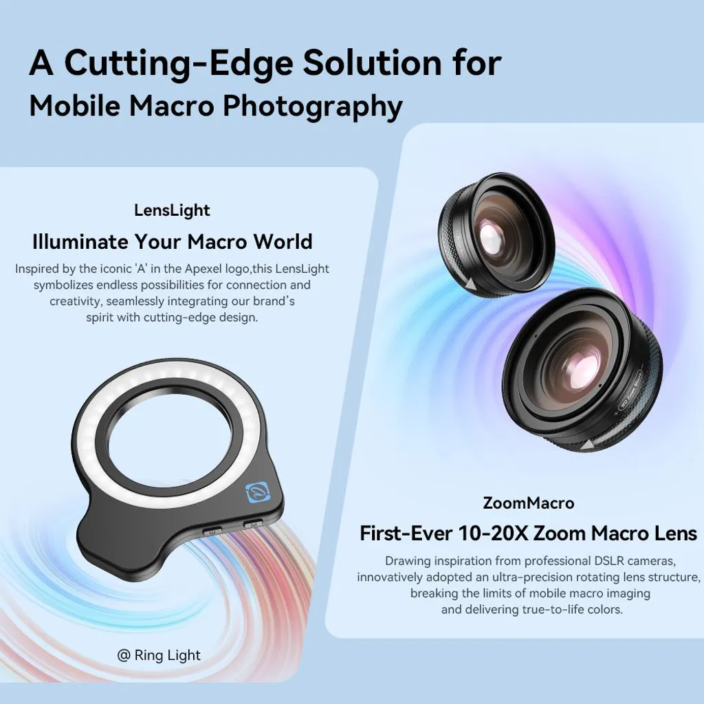 Objectif Macro Smartphone Zoom 10-20X avec Lumière LED Annulaire Clip - 2