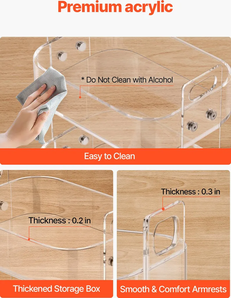 Table de Nuit Transparente et Chariot d'Appoint pour Salon et Chambre - 5