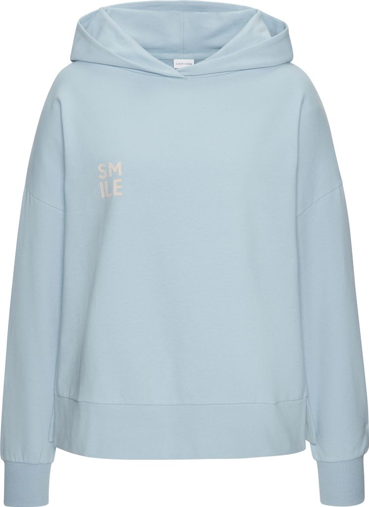 LASCANA Kapuzensweatshirt hellblau, creme bedruckt Größe 32/34