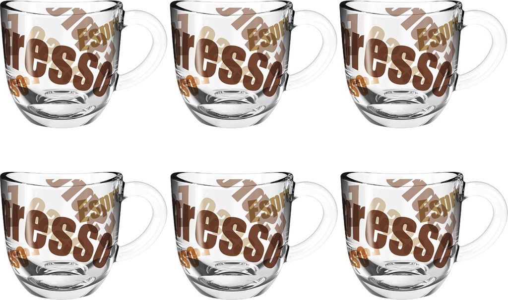 Leonardo Napoli Espresso-Tassen 6er Set, spülmaschinengeeignete Doppio-Becher mit Motiv, kleine Kaffee-Tasse, mikrowellenfest, 80 ml, 024234