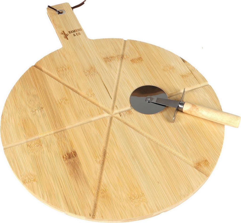 Bambou & Co Pizza-Schneidebrett+Pizzaschneider Ø 37 cm Pizzabrett 37240