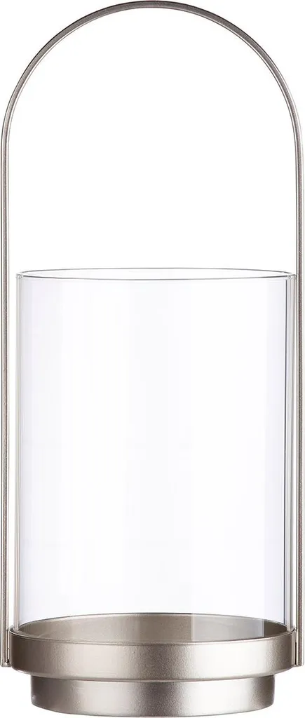 Lanterne en Verre Anti-Vent Champagne 36 cm pour Bougies de Salon