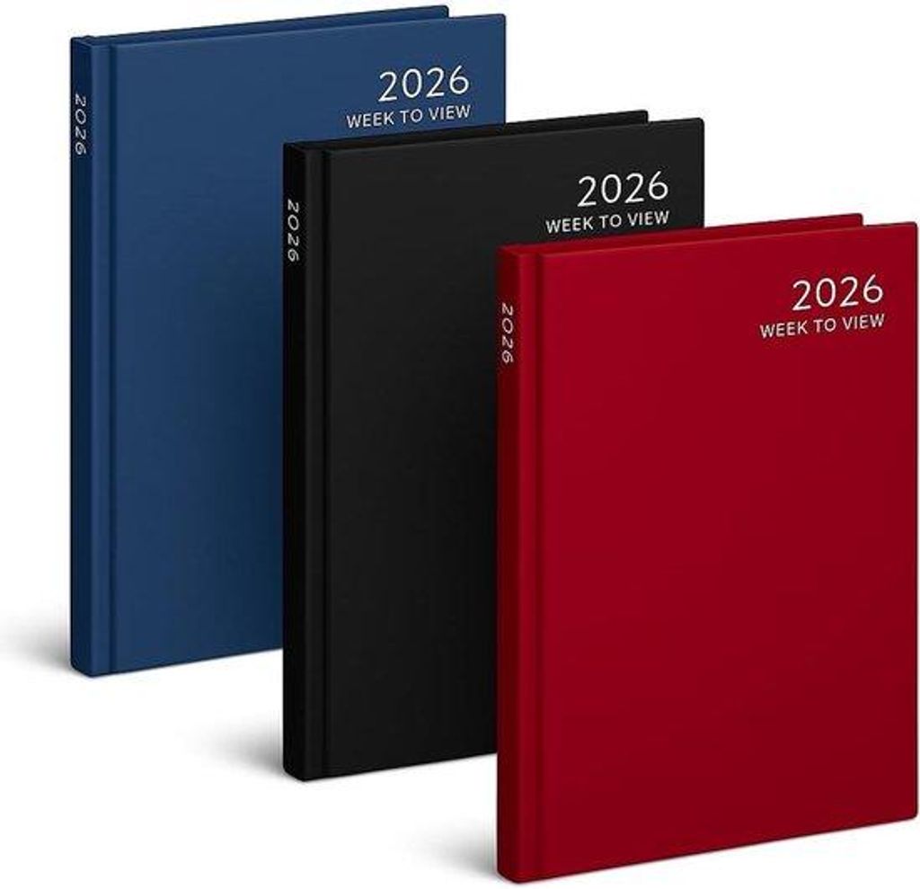 Famanu Agenda 2026 A4 Wochenübersicht mit Hardcover – Klassische Farben