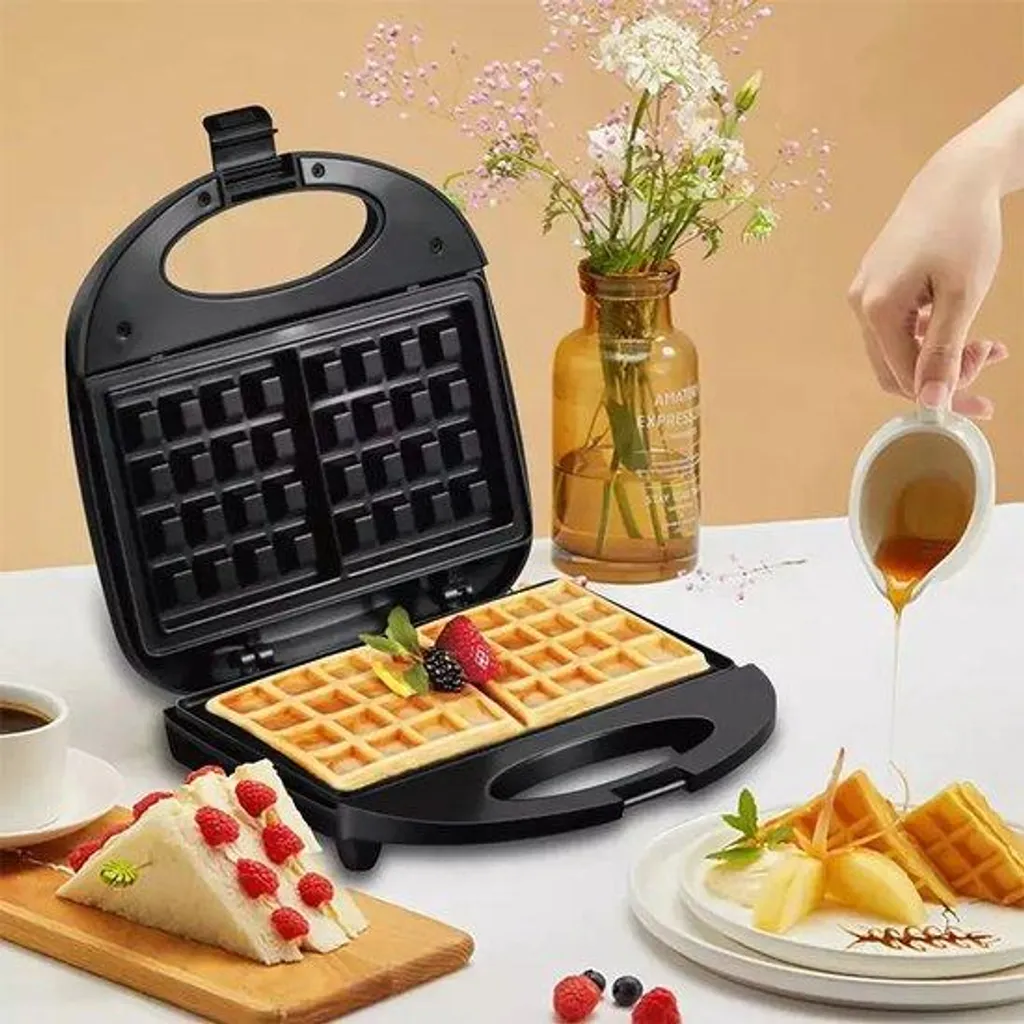 Gaufrier 1000W noir antiadhésif : fini les gaufres qui collent aux plaques