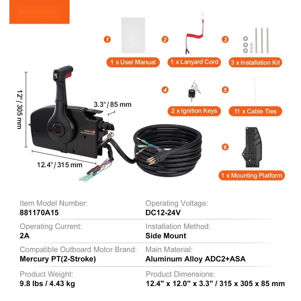 Commande à distance pour moteur Mercury - Idéal remplacement 881170A15