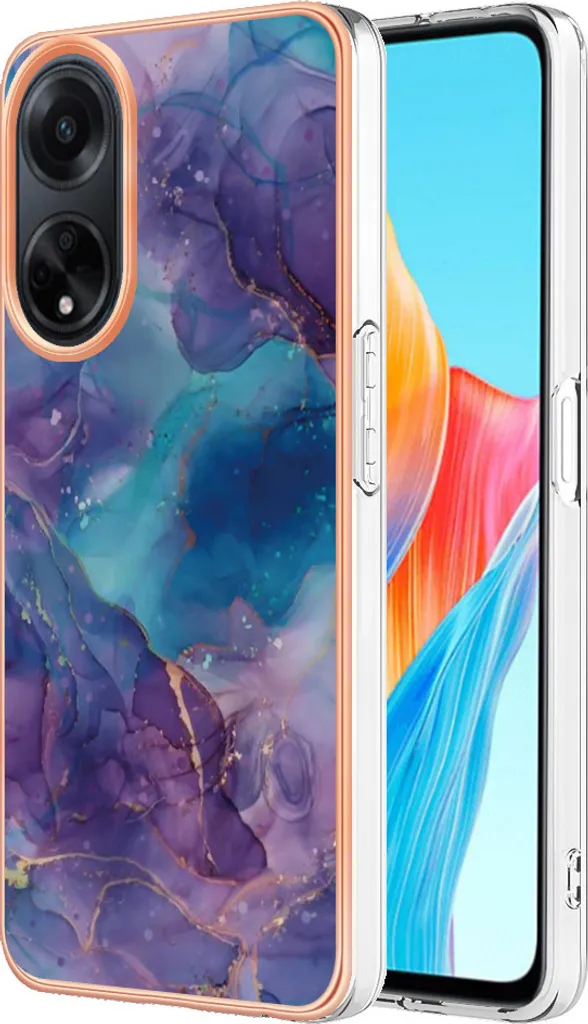 Custodia Oppo A98 Blu Scuro: Cover Silicone TPU Antiurto con Fantasia