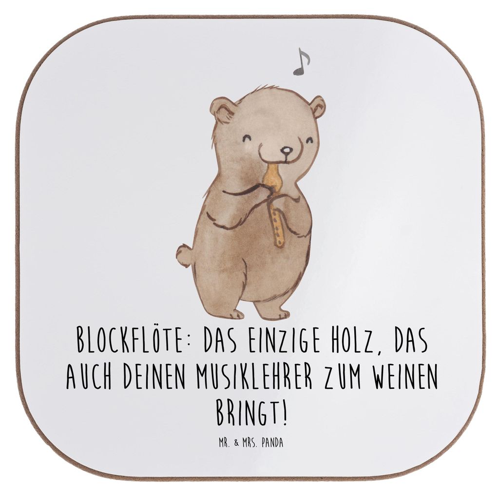 Mr. & Mrs. Panda Holzuntersetzer Blockflöte Humor - Weiß - Geschenk, Musik, Instrument lernen, Altblockflöte, Tenorblockflöte, Sopranblockflöt...