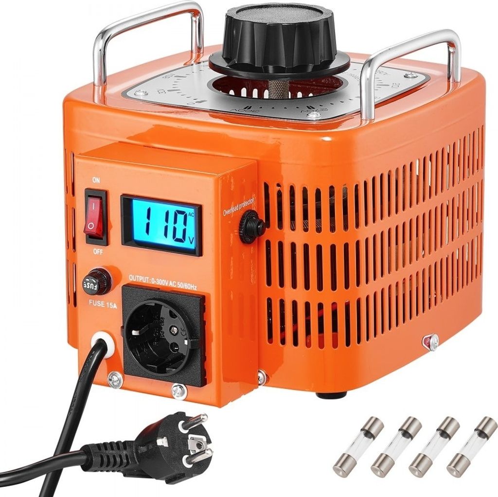 3000VA Automatischer Stelltransformator - Variabler Spannungsregler 10 Ampere - 230 V Eingang 0-300 V Ausgang - Wechselspannungsregler mit LCD-Disp...