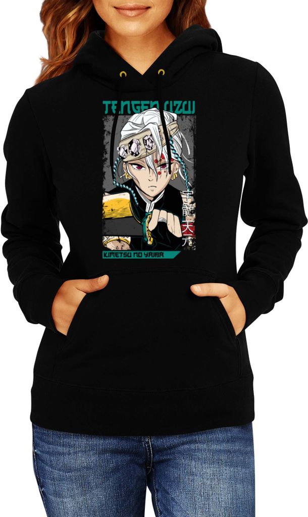 Damen Kapuzenpullover Demon Anime Slayer Uzui Tengen 001, Lady XS / Schwarz