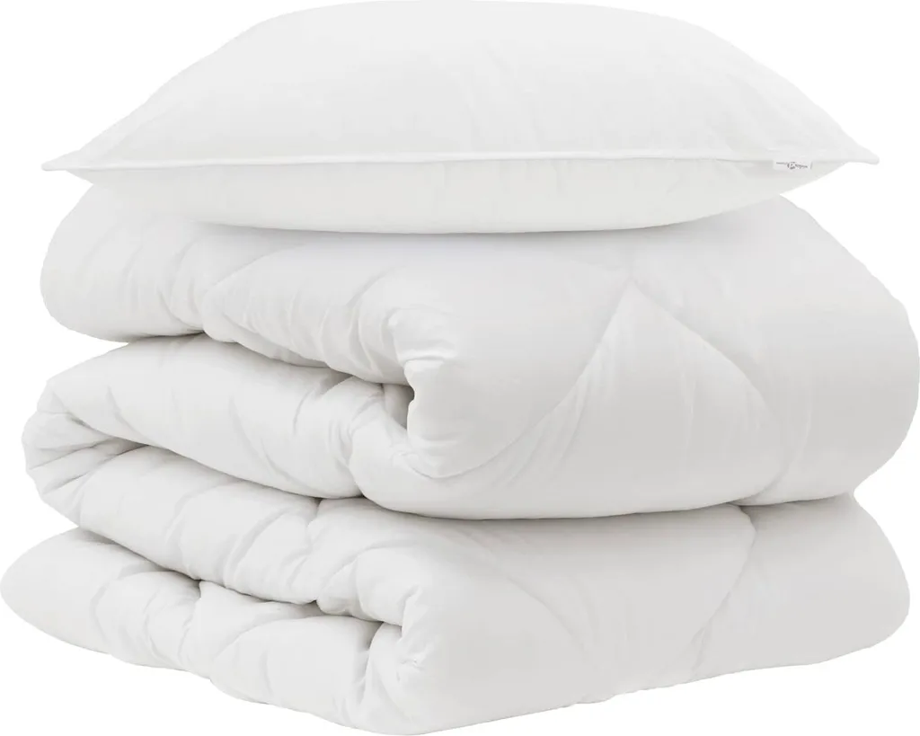 Set Letto vidaXL: Piumone e Cuscino Microfibra Bianca Anallergica