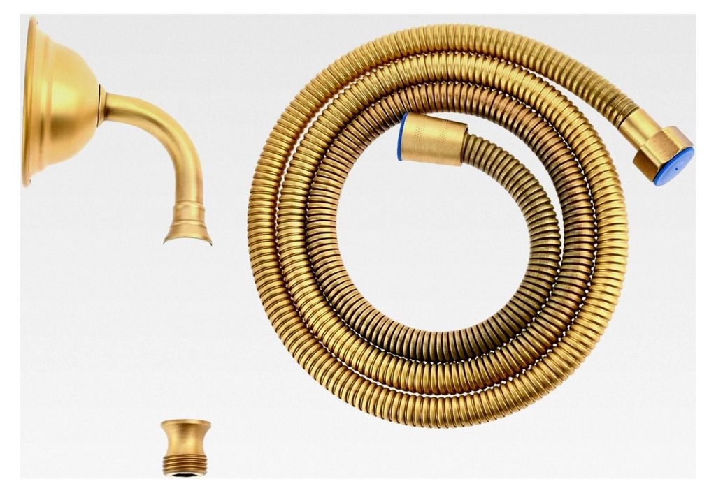 2-teiliges Retro Duschset, 1×Edelstahl Handbrause mit 1×1,5m Schlauch, Nostalgisches Duschset, Edelstahl Duschkopf Handbrause Set (Vintage Farbe)