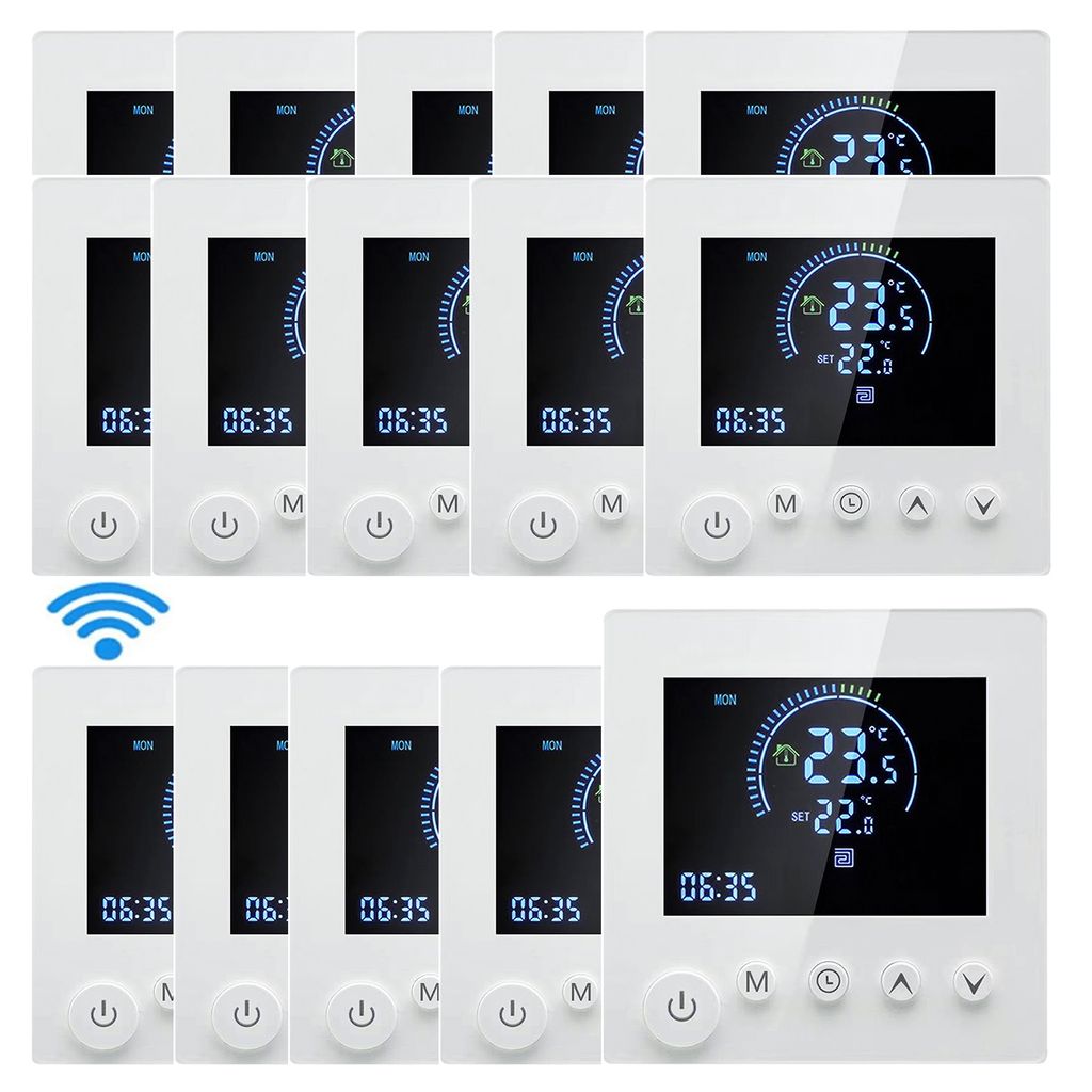 15X Tuya Smart WiFi Wandthermostat, programmierbare Fernbedienung, NTC-Sensor, Digital LCD Raumthermostat Thermostat fuer 16A Elektrische Heizung W...