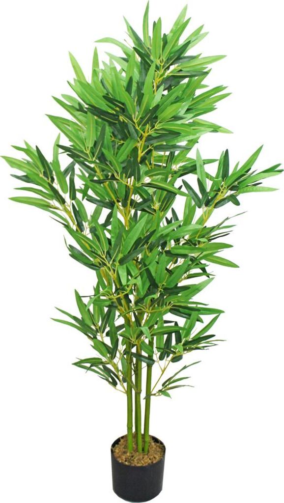 Bambus Bambus-Strauch Kunstpflanze Kunstbaum Bambusbaum Baum Künstliche Pflanze Bamboo Künstlich Echtholzstamm Innendekoration Deko 120 cm Decovego