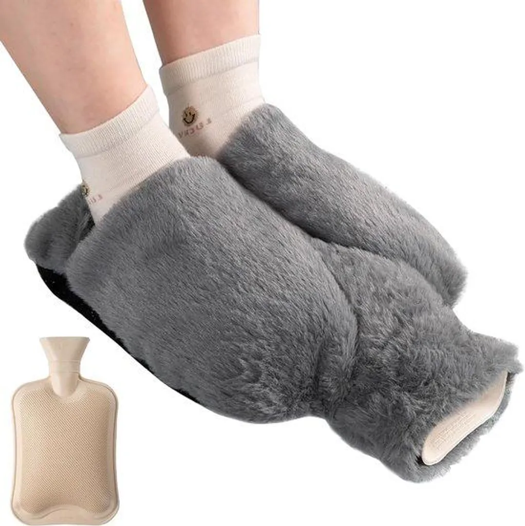Chauffe-pieds en caoutchouc naturel 2L avec housse amovible et douce