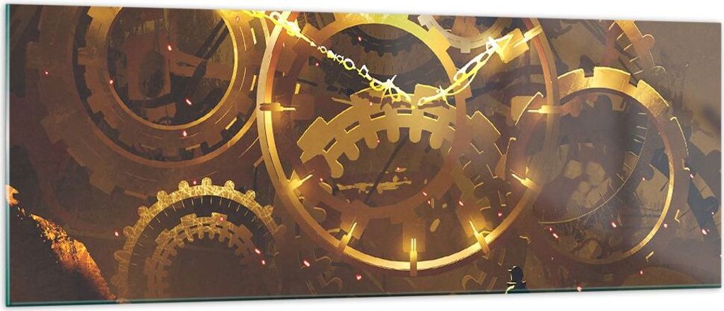 Bilder auf glas - Mechanismus Zahnrad - 140x50cm - Glasbilder - Wandbilder - Kunstdruck - zum Aufhängen bereit - Wanddekoration aus Glas - Glas Bi...