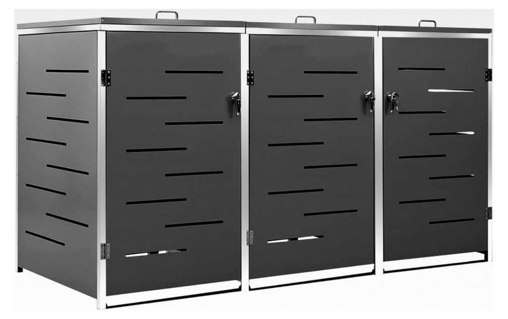 Mülltonnenbox für 3 Tonnen 207x77,5x115 cm aus Edelstahl