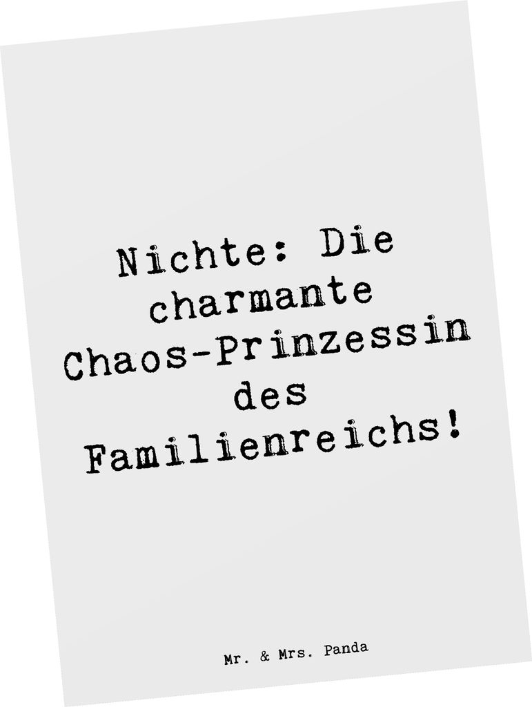 Mr. & Mrs. Panda Postkarte Spruch Nichte Chaos-Prinzessin - Weiß - Geschenk, Grußkarte, Lächeln, Verwandtschaft, Prinzessin, Fotokarte, Familie,...