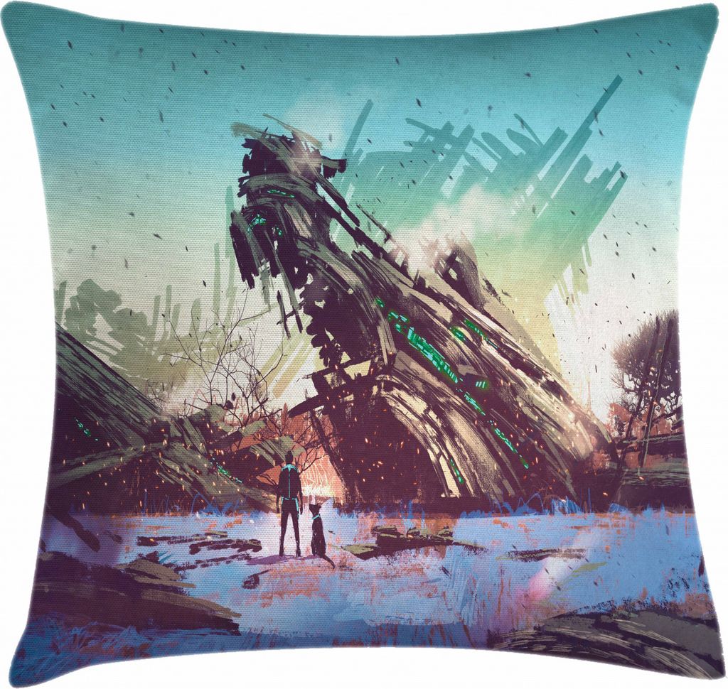 ABAKUHAUS Fantasie Kissenbezug, Zerschmettertes Raumschiff Art, Waschbar mit Reißverschluss Kissenhülle mit Farbfesten Klaren Farben Beidseitiger...