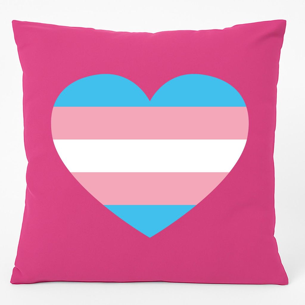 Huuraa Kissen Trans Pride Flagge LGBTQ Herz 40x40cm mit Füllung Fuchsia Baumwolle Dekokissen Geschenkidee