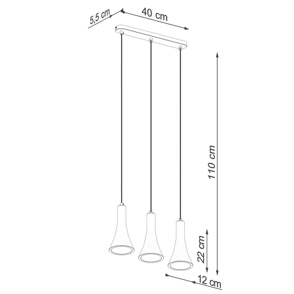 Suspension béton grise REA 110cm design minimaliste 3 sources E14 - 4
