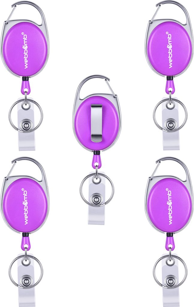 WEBBOMB 5x Ausweis Halter Lila mit JOJO Gürtel Clip & Produktbild 