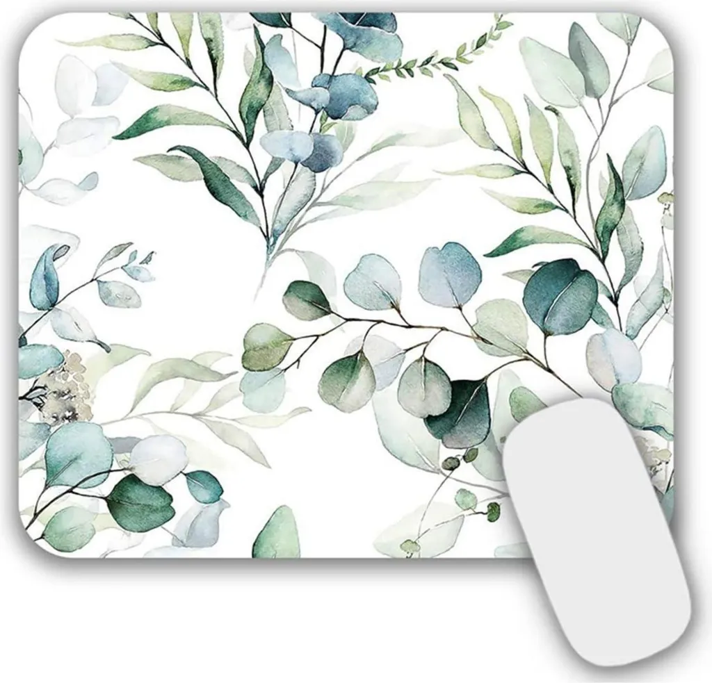 Petit tapis de souris 24x20cm motif Eucalyptus avec base antidérapante